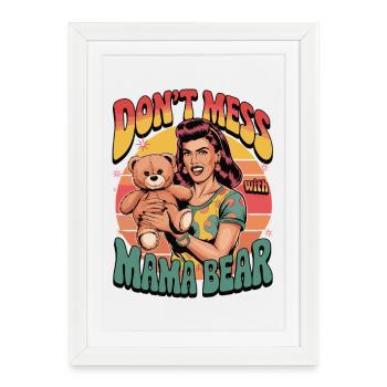 Ne plaisantez pas avec Mama Bear Cadeau Drôle Rétro - Affiche encadrée (27 × 37 cm) - blanc - Devant
