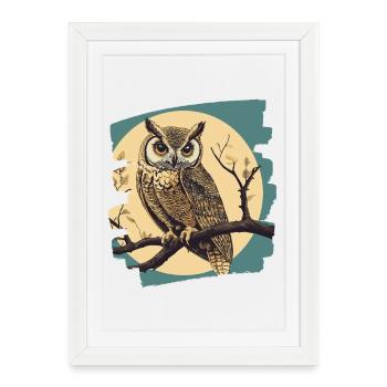 Owl - Framed poster (27 × 37 cm) - white - Front