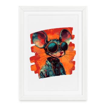 Mouse Retro - Framed poster (27 × 37 cm) - white - Front