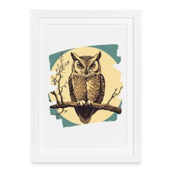 Owl - Framed poster (27 × 37 cm) - white - Front