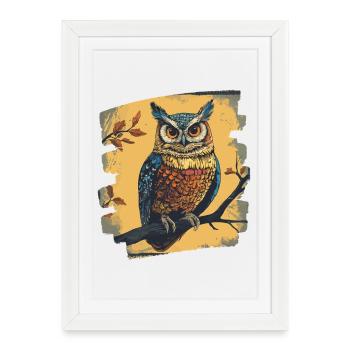 Owl - Framed poster (27 × 37 cm) - white - Front