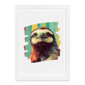 Sloth Retro - Framed poster (27 × 37 cm) - white - Front