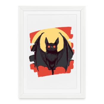 Chauve-souris rétro - Affiche encadrée (27 × 37 cm) - blanc - Devant