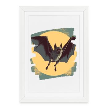 Chauve-souris rétro - Affiche encadrée (27 × 37 cm) - blanc - Devant