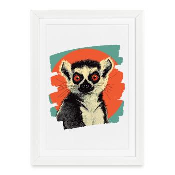 Lémurien rétro - Affiche encadrée (27 × 37 cm) - blanc - Devant