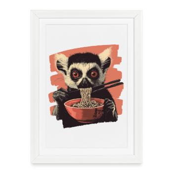 Ramen lémuriens - Affiche encadrée (27 × 37 cm) - blanc - Devant