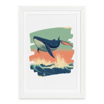 Baleine - Affiche encadrée (27 × 37 cm) - blanc - Devant