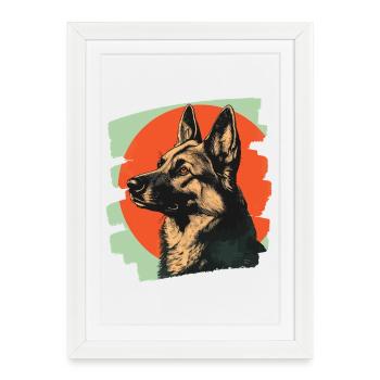 Chien de berger - Affiche encadrée (27 × 37 cm) - blanc - Devant