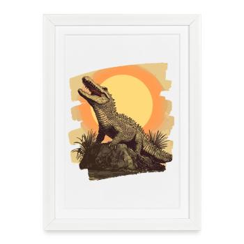 Crocodile Rétro - Affiche encadrée (27 × 37 cm) - blanc - Devant