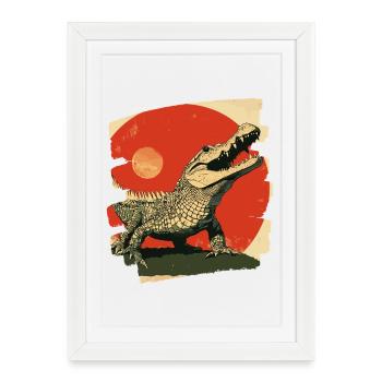 Crocodile Rétro - Affiche encadrée (27 × 37 cm) - blanc - Devant