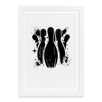 Dessin de bowling - Affiche encadrée (27 × 37 cm) - blanc - Devant