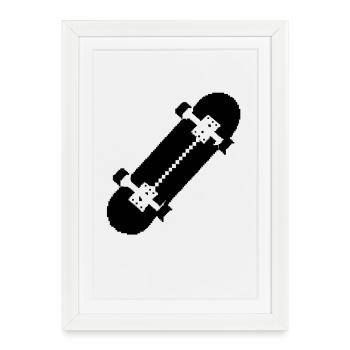 Pixel Skateboard - Framed poster (27 × 37 cm) - white - Front