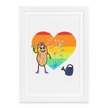 Rétro Peanut Coeur Nature Lover Nature Nut Enfant - Affiche encadrée (27 × 37 cm) - blanc - Devant