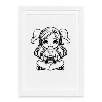 Amateur de jeux vidéo - Affiche encadrée (27 × 37 cm) - blanc - Devant