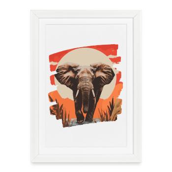 Elephant Retro - Framed poster (27 × 37 cm) - white - Front