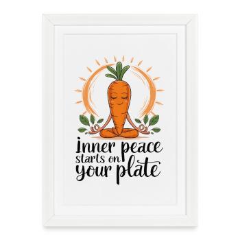 Inner Peace Starts on Your Plate - Framed poster (27 × 37 cm) - white - Front