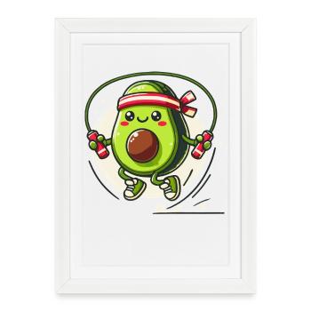 Jumping Avocado Workout Fun - Framed poster (27 × 37 cm) - white - Front