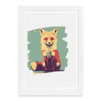 Renard Rétro - Affiche encadrée (27 × 37 cm) - blanc - Devant