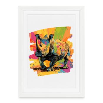 Rhinocéros - Affiche encadrée (27 × 37 cm) - blanc - Devant