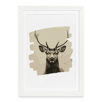 Deer with antlers - Framed poster (27 × 37 cm) - white - Front