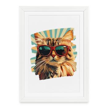 Maine coon - Affiche encadrée (27 × 37 cm) - blanc - Devant