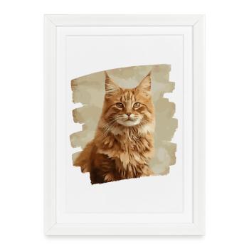 Maine coon - Affiche encadrée (27 × 37 cm) - blanc - Devant