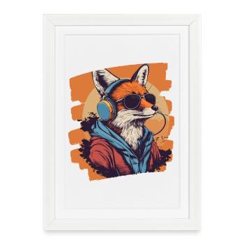 Fox Headphones - Framed poster (27 × 37 cm) - white - Front