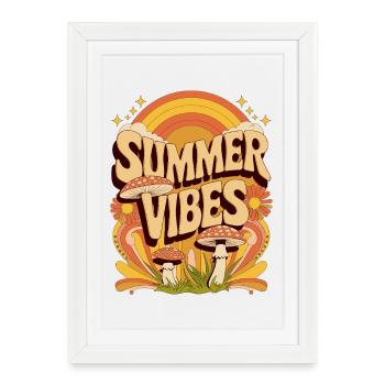 Summer Vibes Retro Mushroom Hippie Festival Summer - Framed poster (27 × 37 cm) - white - Front
