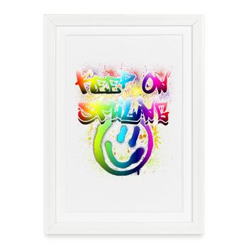 Conception de graffiti de visage heureux coloré - Affiche encadrée (27 × 37 cm) - blanc - Devant