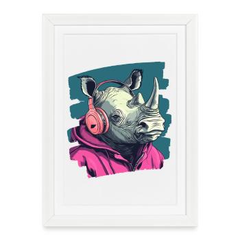Rhinocéros - Affiche encadrée (27 × 37 cm) - blanc - Devant