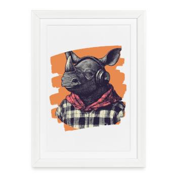 Rhinocéros - Affiche encadrée (27 × 37 cm) - blanc - Devant