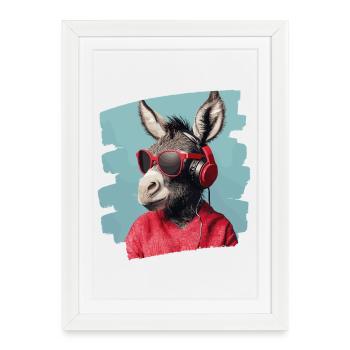 Âne - Affiche encadrée (27 × 37 cm) - blanc - Devant