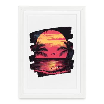 Flamant - Affiche encadrée (27 × 37 cm) - blanc - Devant