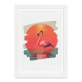 Flamant - Affiche encadrée (27 × 37 cm) - blanc - Devant