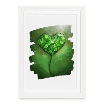 Saint-Patrick Shamrock Heart - Affiche encadrée (27 × 37 cm) - blanc - Devant