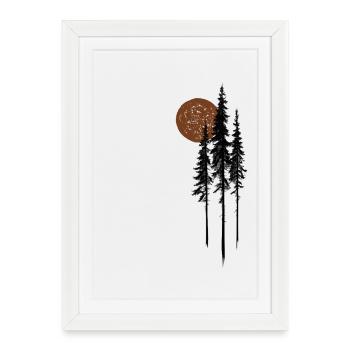 Fir Trees Sun Forest Nature Minimalist Gift - Framed poster (27 × 37 cm) - white - Front