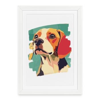 Beagle - Affiche encadrée (27 × 37 cm) - blanc - Devant