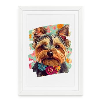 Yorkshire Terrier - Affiche encadrée (27 × 37 cm) - blanc - Devant