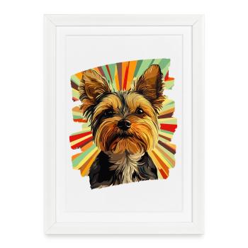 Yorkshire Terrier - Affiche encadrée (27 × 37 cm) - blanc - Devant