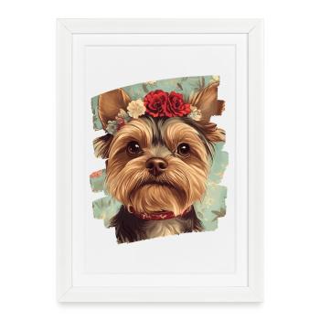 Yorkshire Terrier - Affiche encadrée (27 × 37 cm) - blanc - Devant