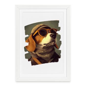 Beagle - Affiche encadrée (27 × 37 cm) - blanc - Devant
