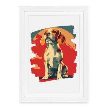 Beagle - Affiche encadrée (27 × 37 cm) - blanc - Devant
