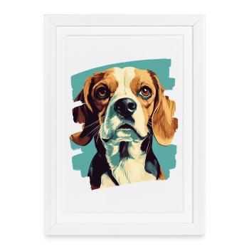 Beagle - Affiche encadrée (27 × 37 cm) - blanc - Devant