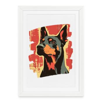 Doberman - Affiche encadrée (27 × 37 cm) - blanc - Devant