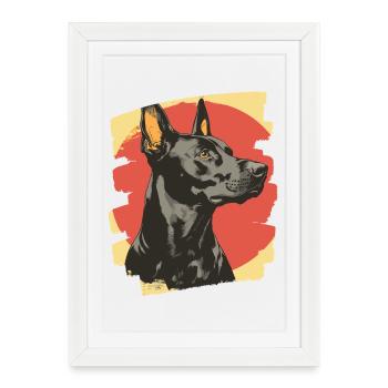 Doberman - Affiche encadrée (27 × 37 cm) - blanc - Devant