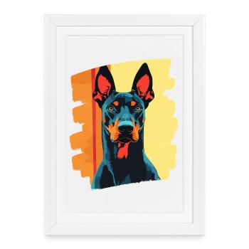 Doberman - Affiche encadrée (27 × 37 cm) - blanc - Devant