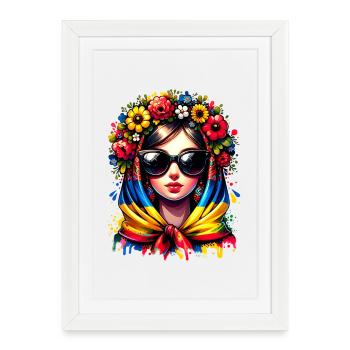 Ukraine Matryoshka with sunglasses for Ukrainians - Framed poster (27 × 37 cm) - white - Front