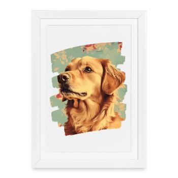 Golden retriever - Affiche encadrée (27 × 37 cm) - blanc - Devant