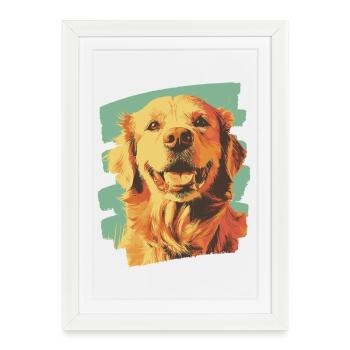 Golden retriever - Affiche encadrée (27 × 37 cm) - blanc - Devant