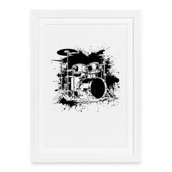 Dessin du kit de batterie - Affiche encadrée (27 × 37 cm) - blanc - Devant